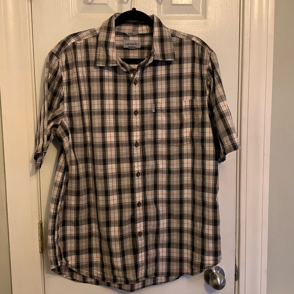 Carhartt Relaxed Fit Plaid Mens Shirt Size L #486
